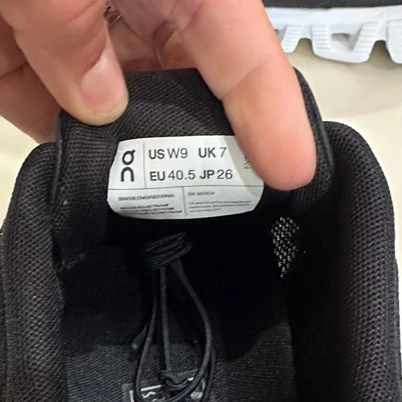 On Running Black and White Athletic Shoes - Picture 3 of 4